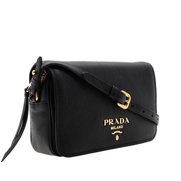 Prada Crossbody Flop Camera Bag Black Leather 1BD163 New - Picture 2 of 7